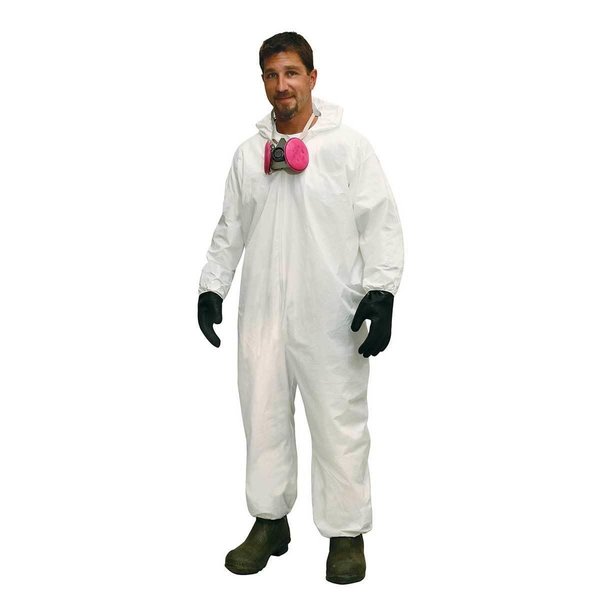 Keystone Safety Hooded Disposable Coveralls with Elastic Wrists and Ankles, White 4XL CVL-KG-H-E 4X